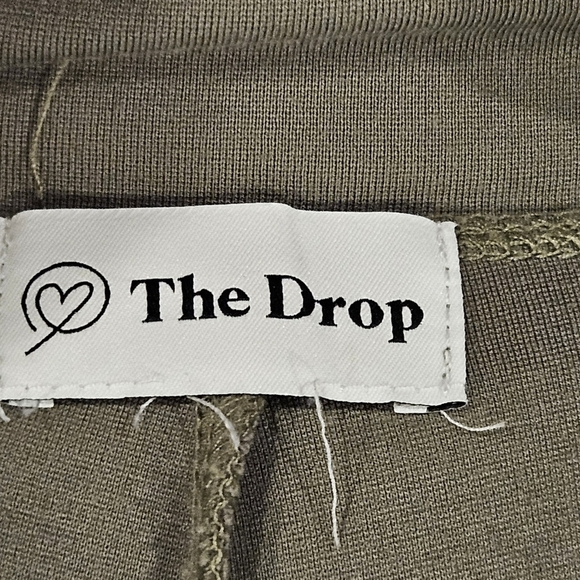 The Drop Women's SZ L High Rise Flare Leggings Sexy Split Hem Army Green Pants - Picture 4 of 14